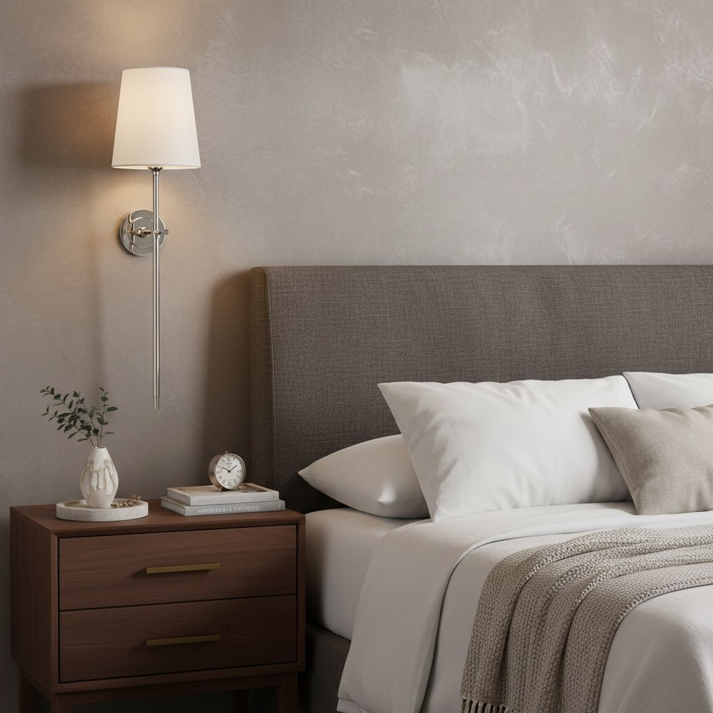 Bryant wall lamp beside a bed
