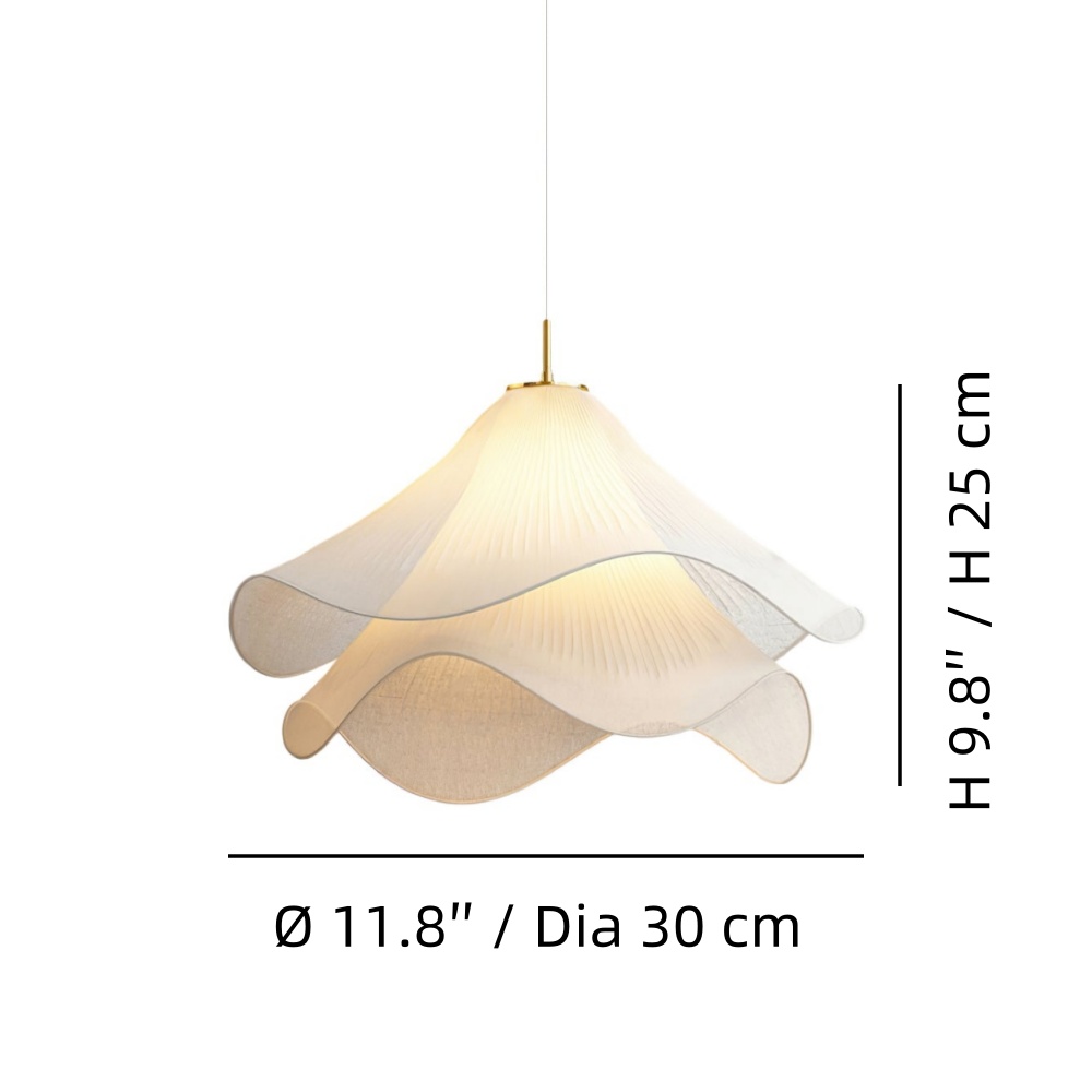 Pendant light size diagram showing diameter and height