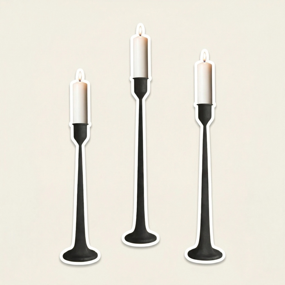 Tegna slender black candle holder set with taper candles