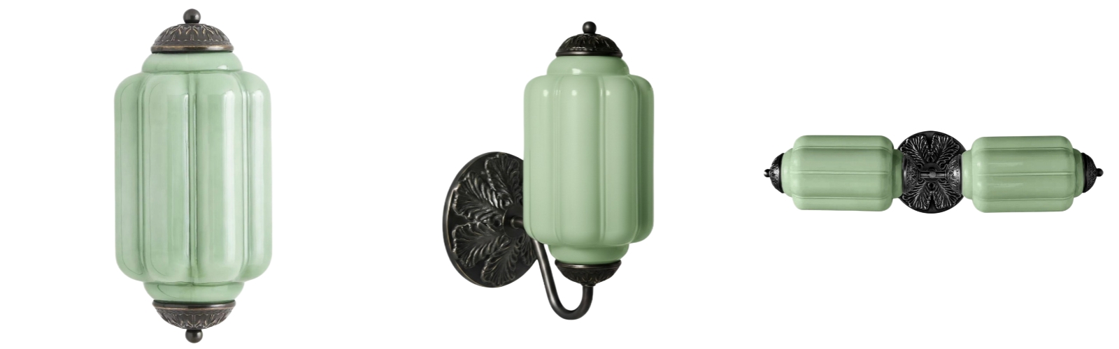 Eloise wall light model options in green glass