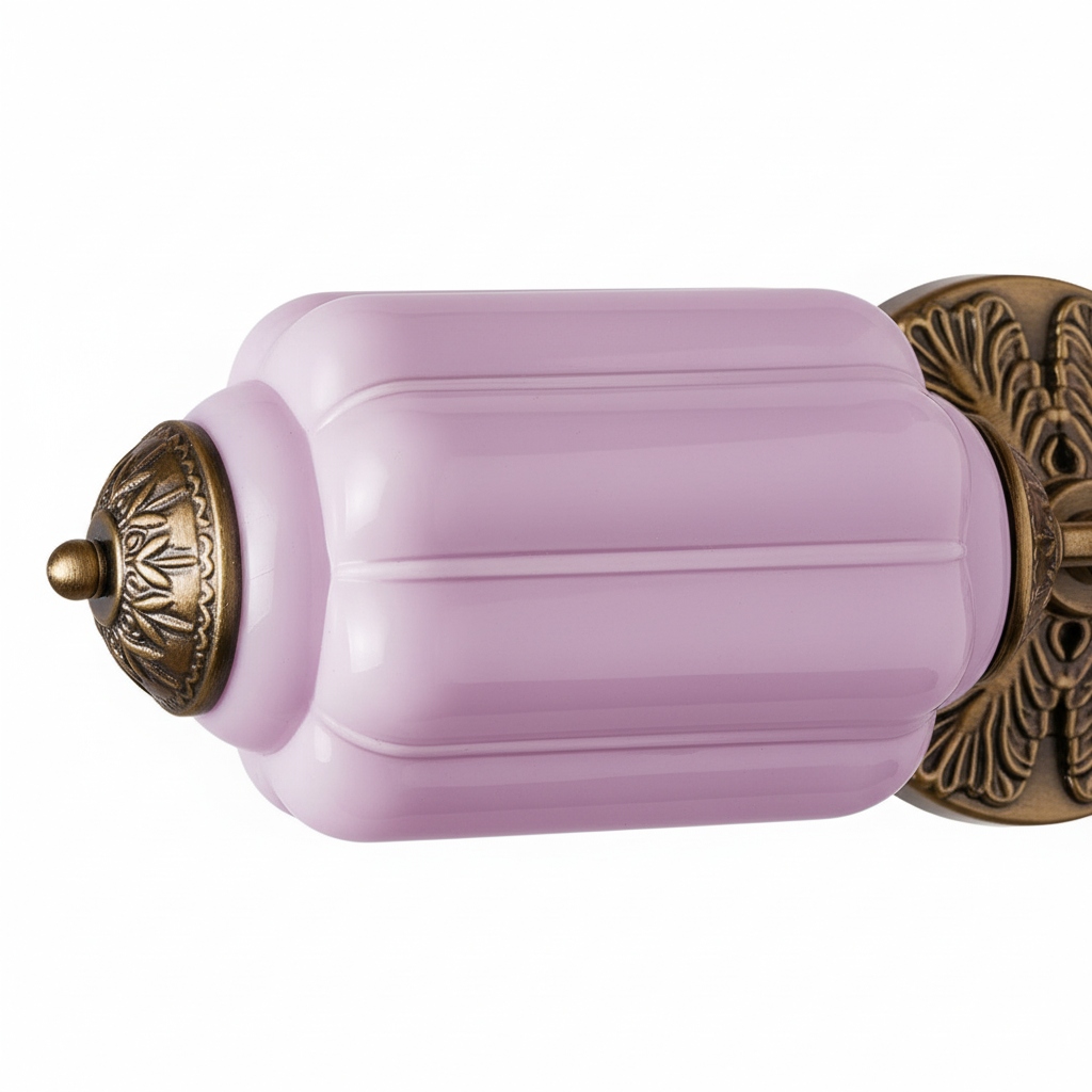Close-up of Eloise pink glass shade and metal detail
