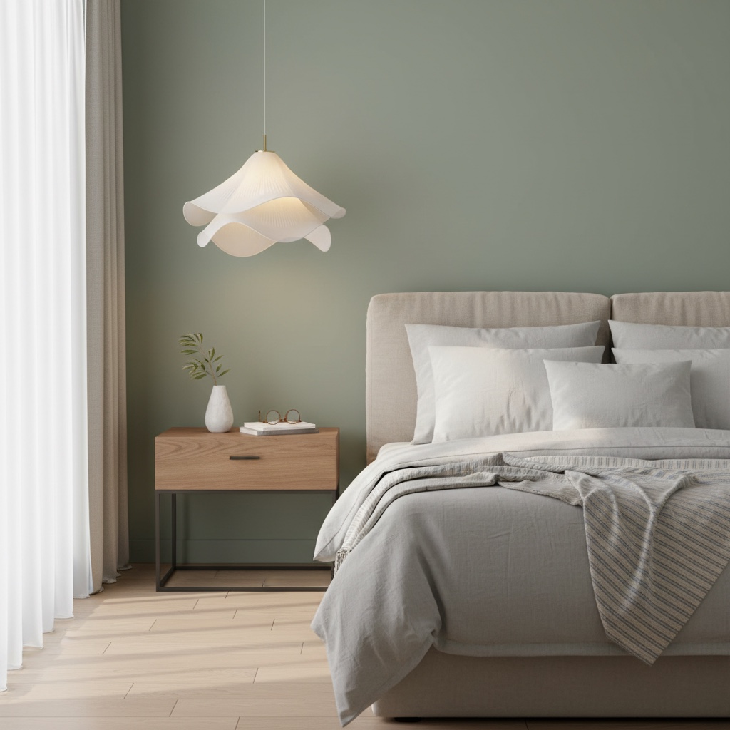 Floral pendant light in a bedroom scene