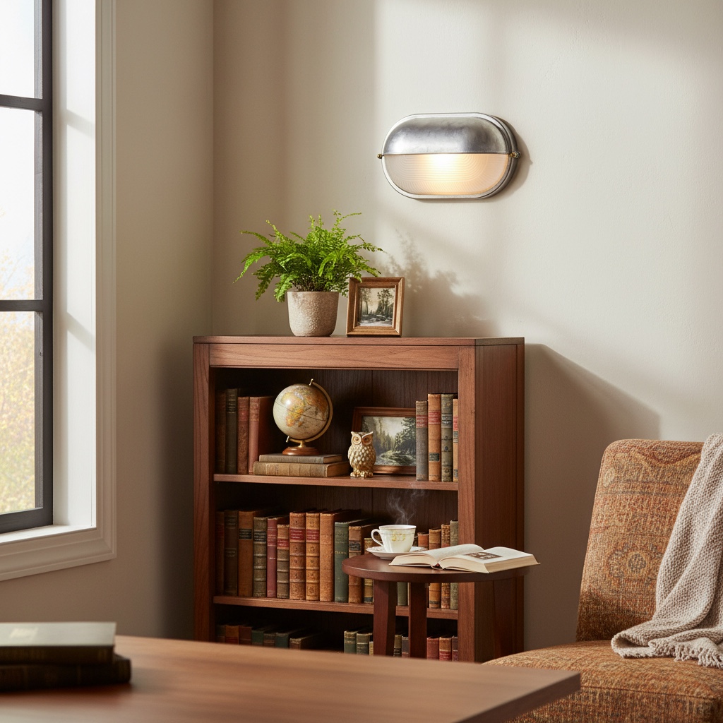 Silver Docka wall lamp in a reading room