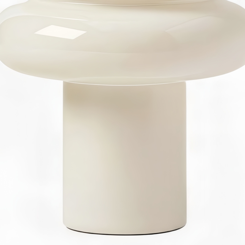 Close-up of white opal glass lamp