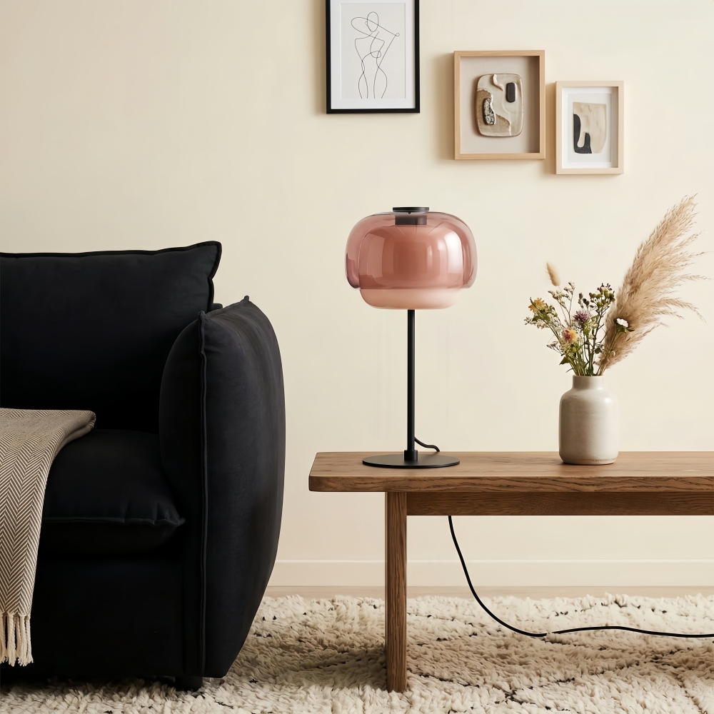 Clinco table lamp styled beside a sofa