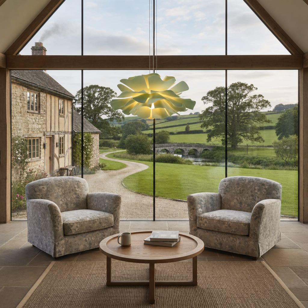 Blossenari pendant lamp in a bright seating area
