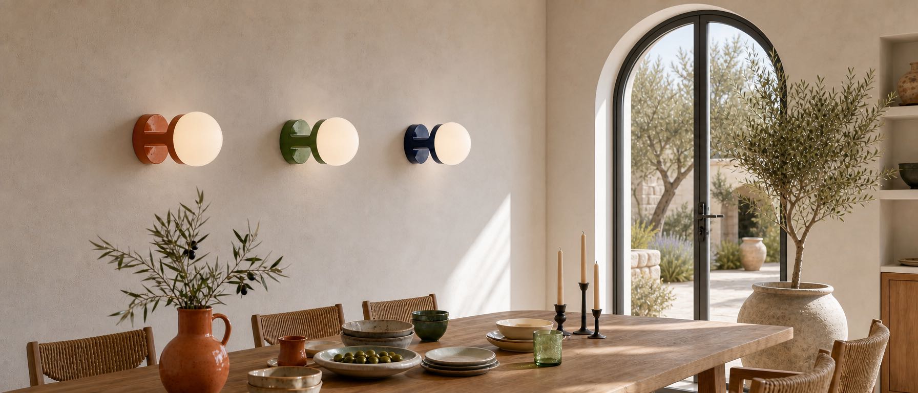 Nebulon ceramic wall light in a dining room scene