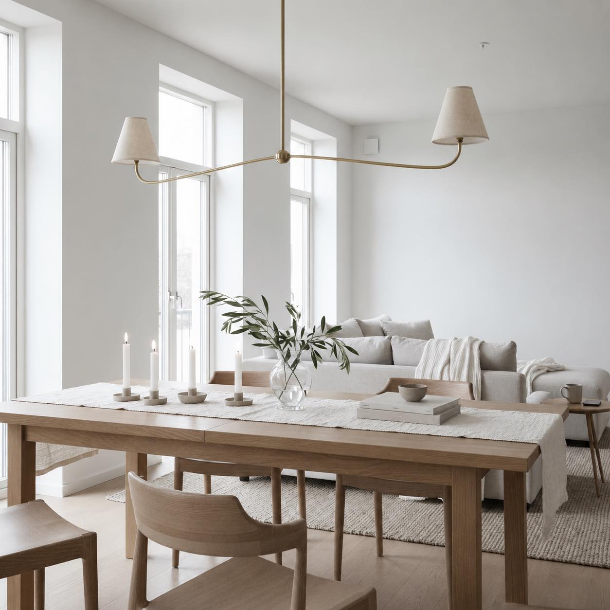 Fibura chandelier above a dining table