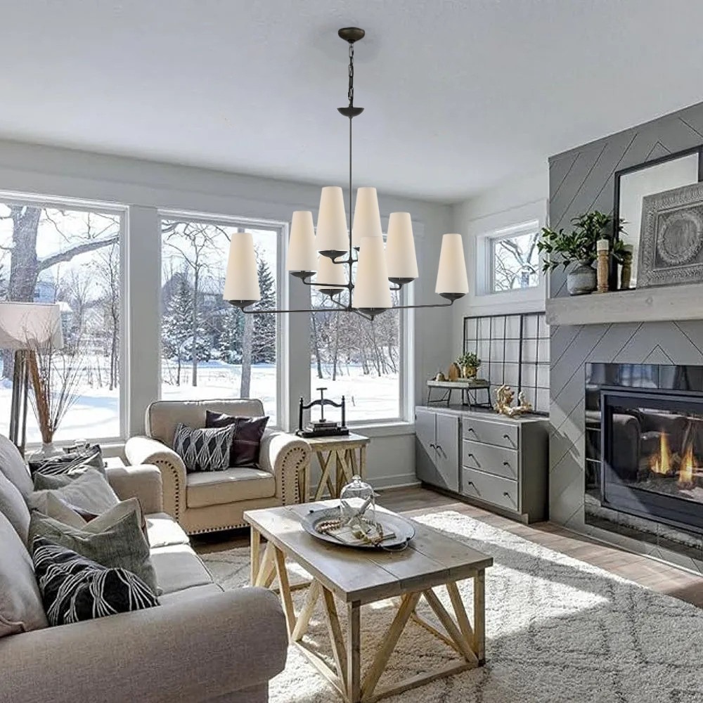 Fontaine Vertical Chandelier living room scene