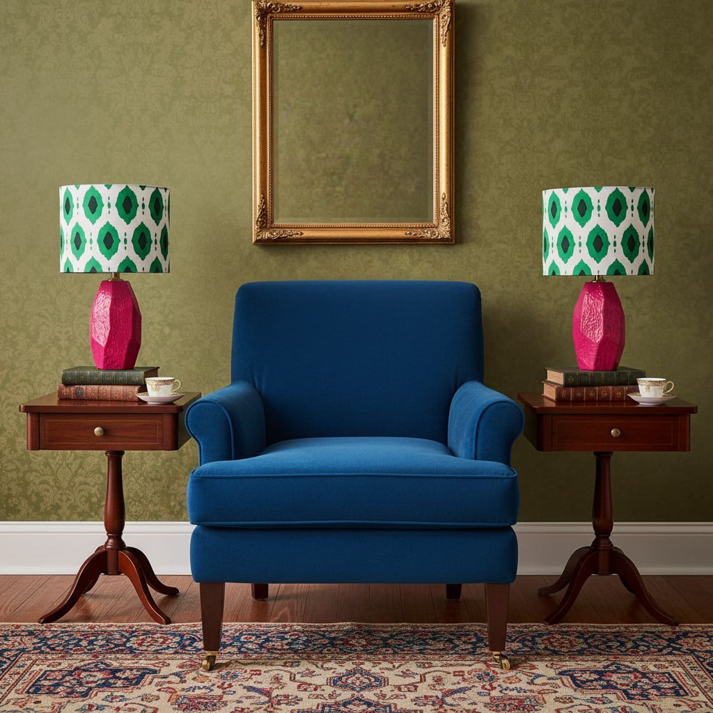 Pair of Arivane table lamps framing a lounge chair