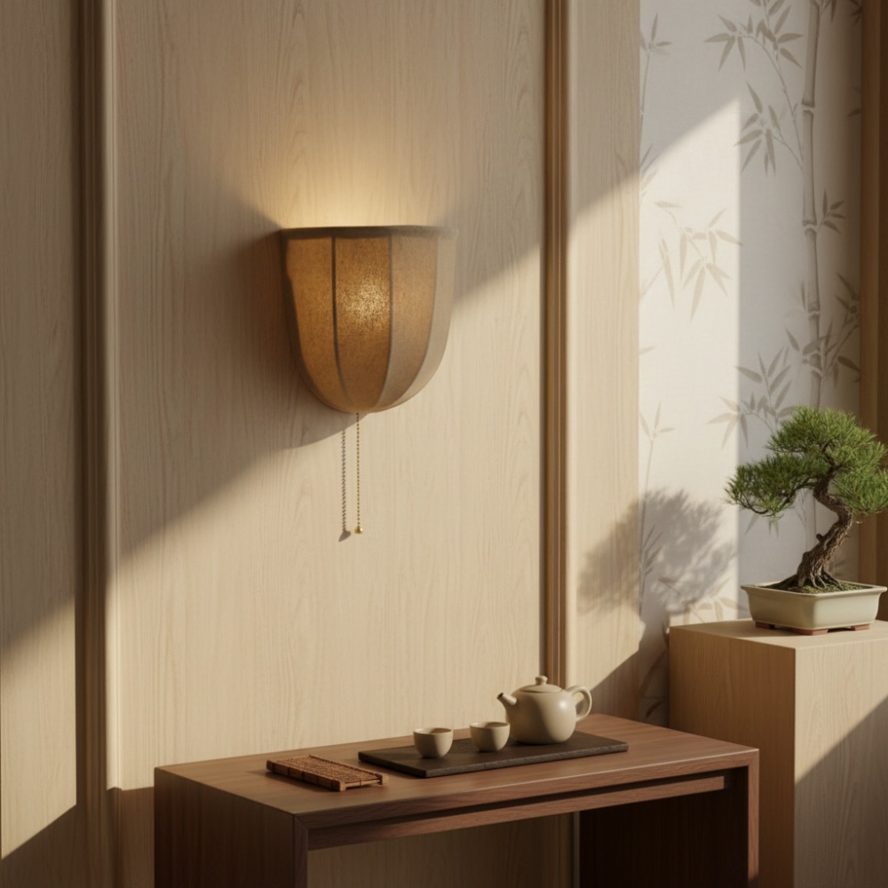Fablune linen wall lamp in a warm room scene