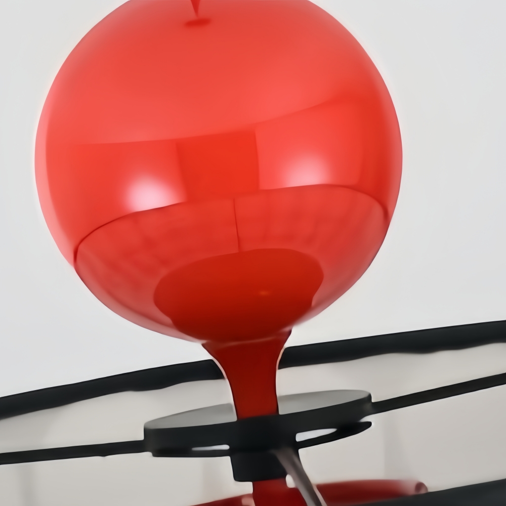 Close-up of red upper detail on Dotrelia pendant lamp