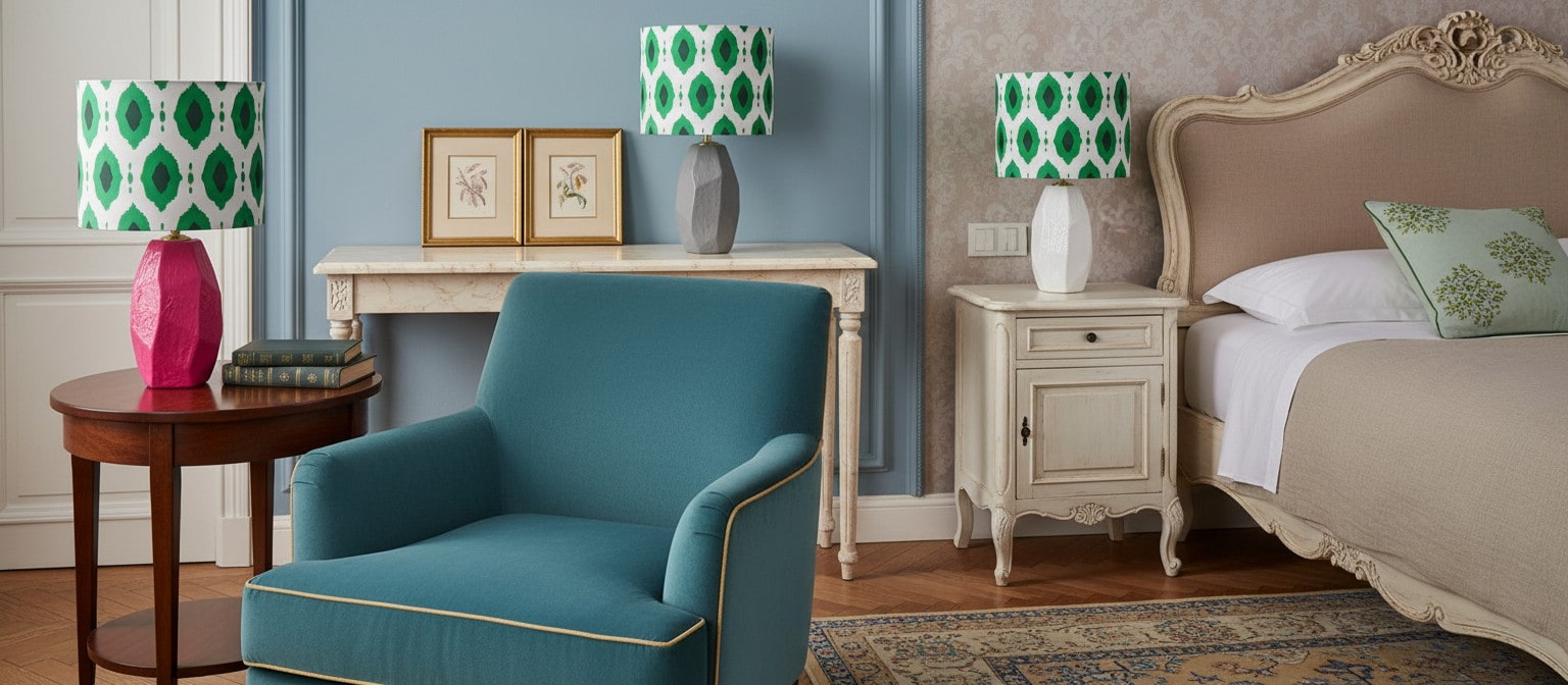 Arivane table lamp styled in a living room and bedroom setting