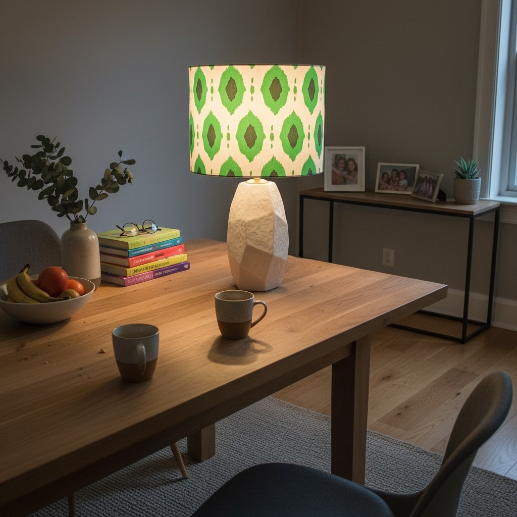 Arivane table lamp illuminating a dining table scene