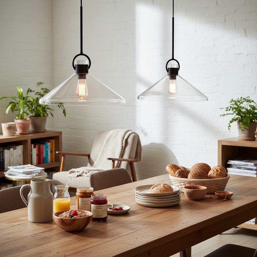 Orvessa hanging lights above a dining table