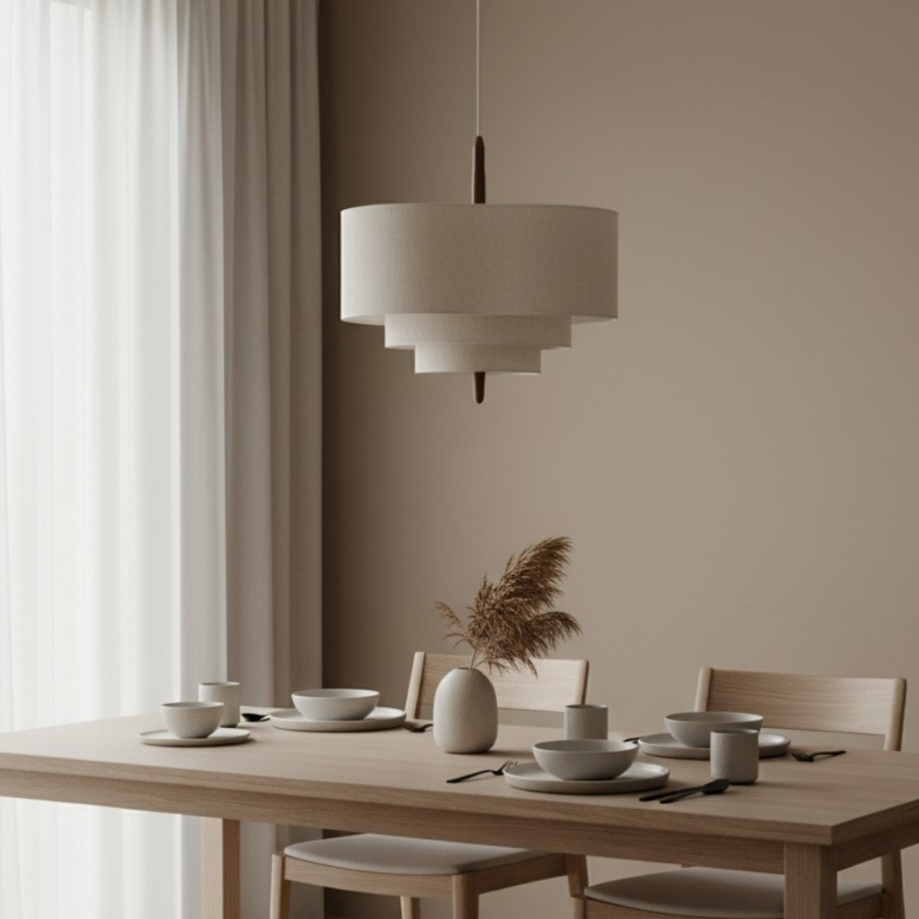 Softlume pendant lamp above a dining table