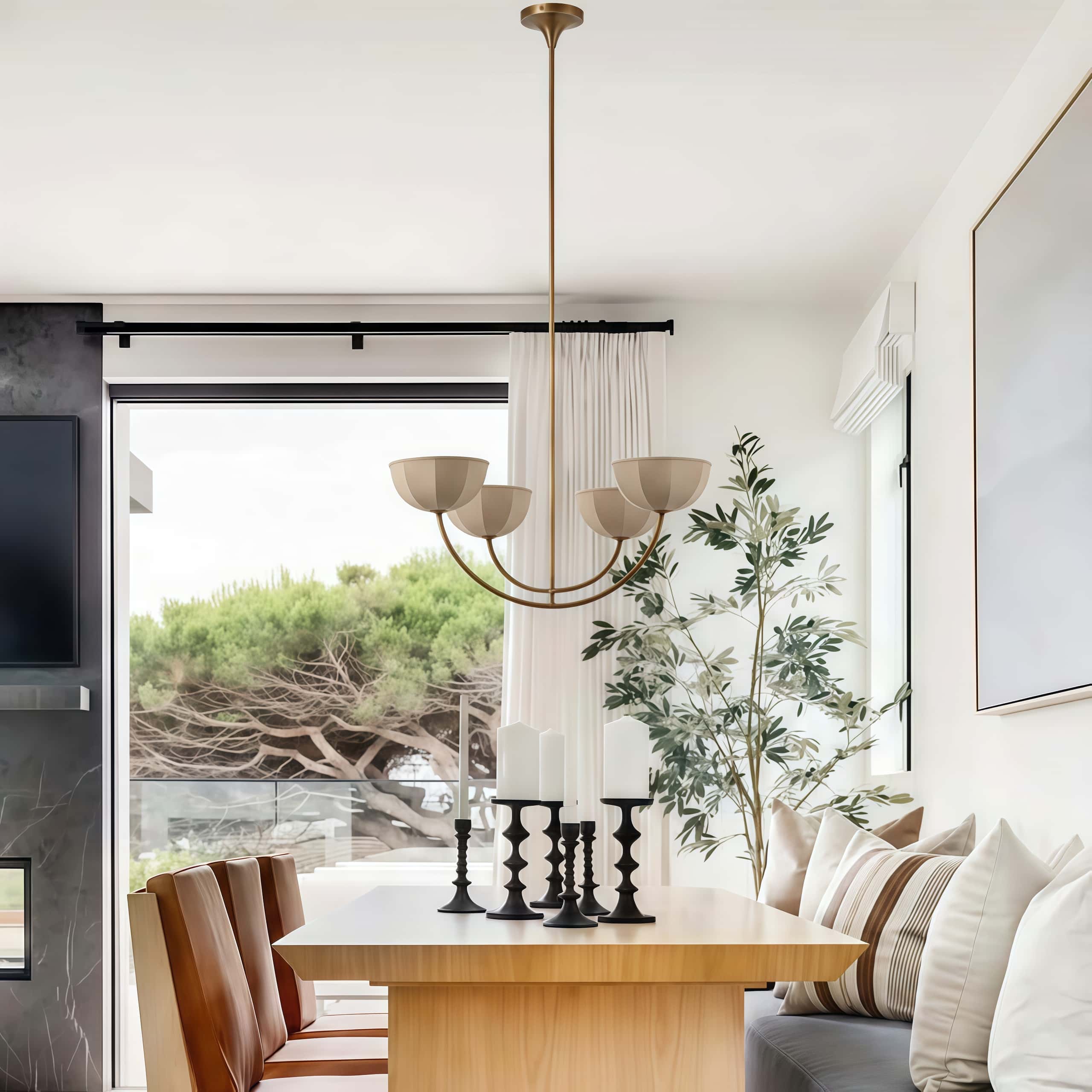 Customer dining room with Loomis chandelier