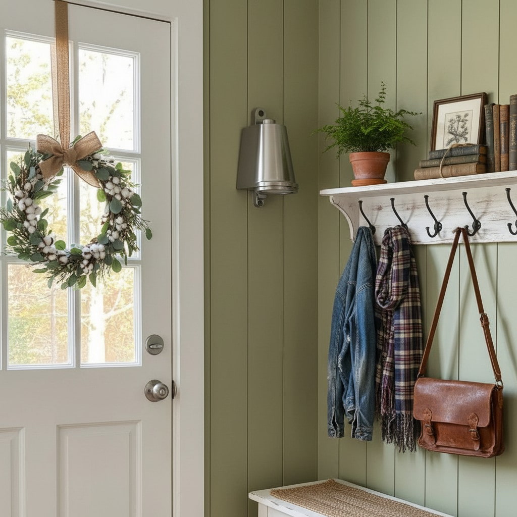 Customer installation of silver Orran wall light in an entryway