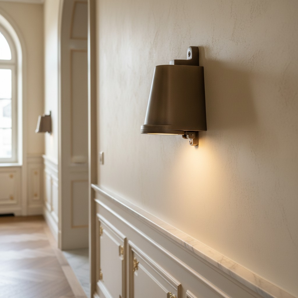 Customer installation of dark Orran wall light in a hallway
