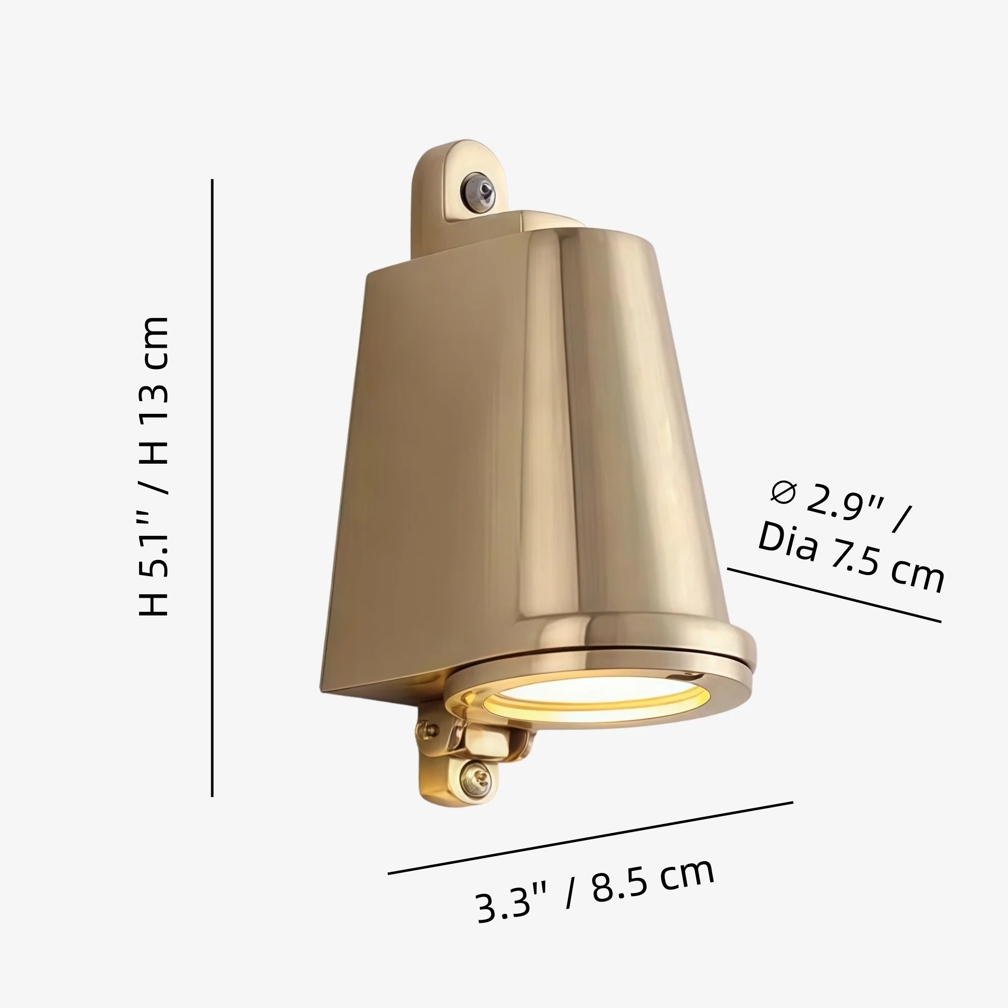 Orran wall light size diagram