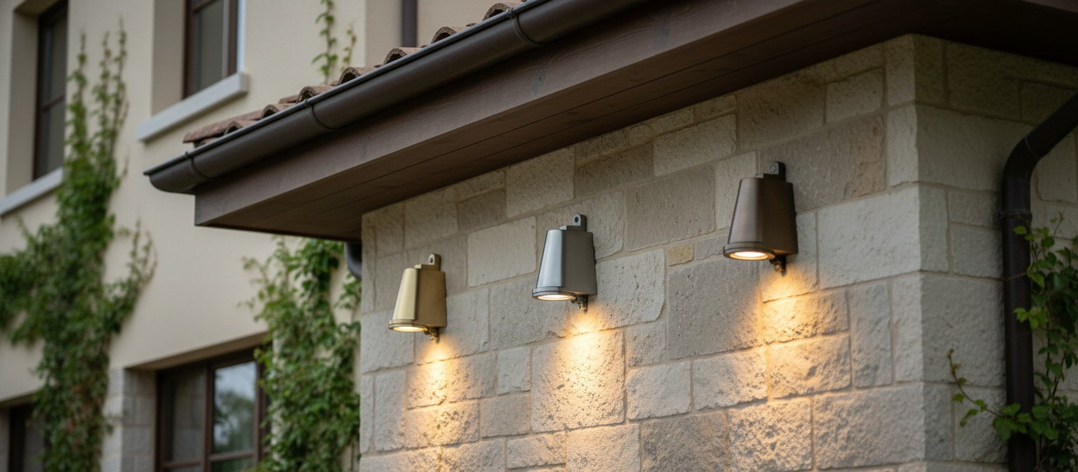 Multiple Orran wall lights installed on an exterior wall