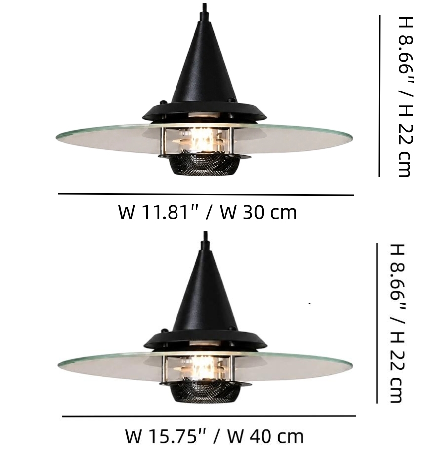 Moxellan pendant light size diagram for 30 cm and 40 cm widths