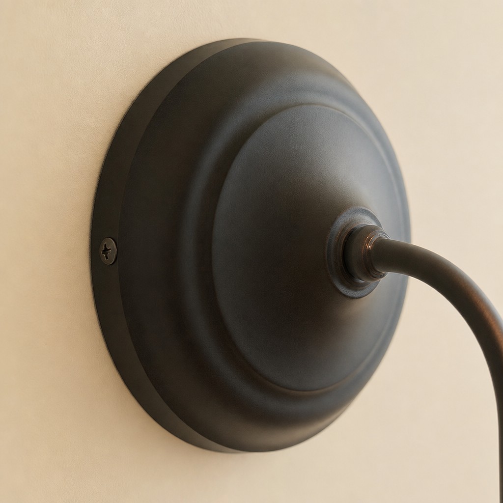 Close-up of the Solmire wall light mounting plate