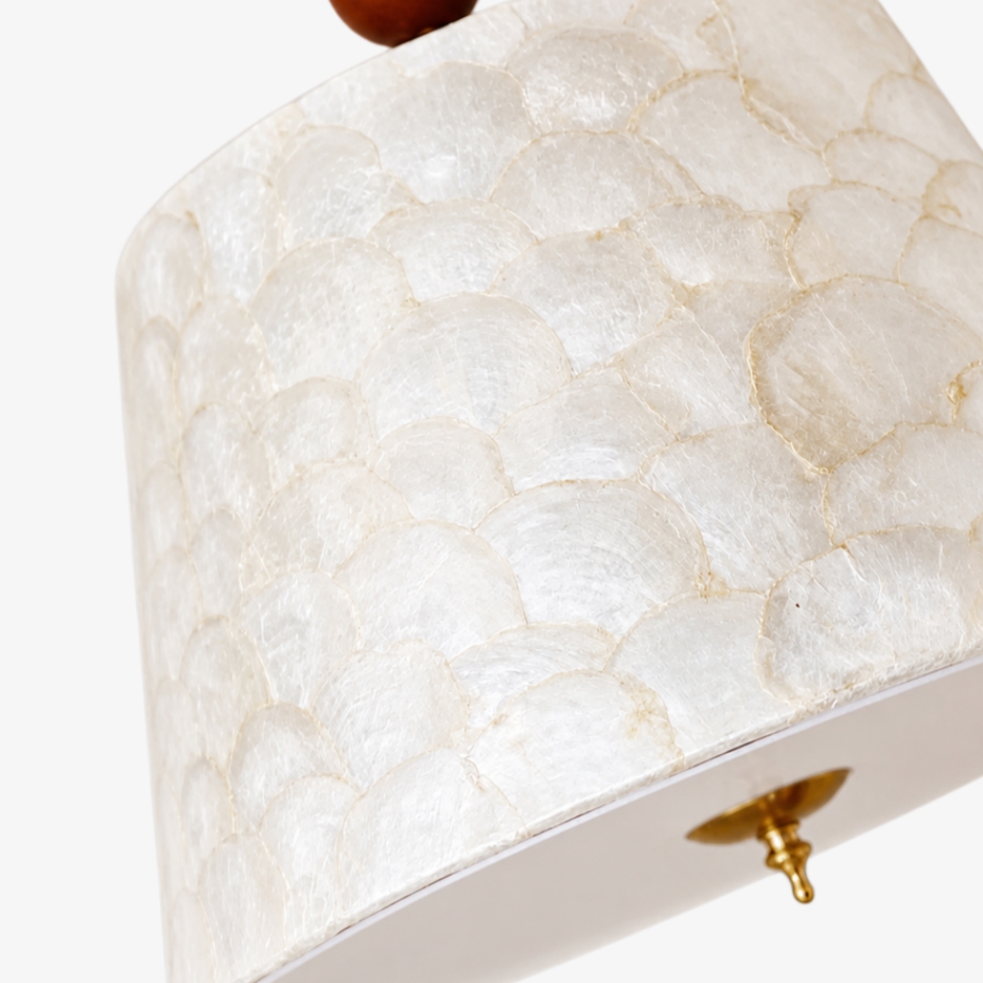 Close-up of Lunavera capiz shell shade texture