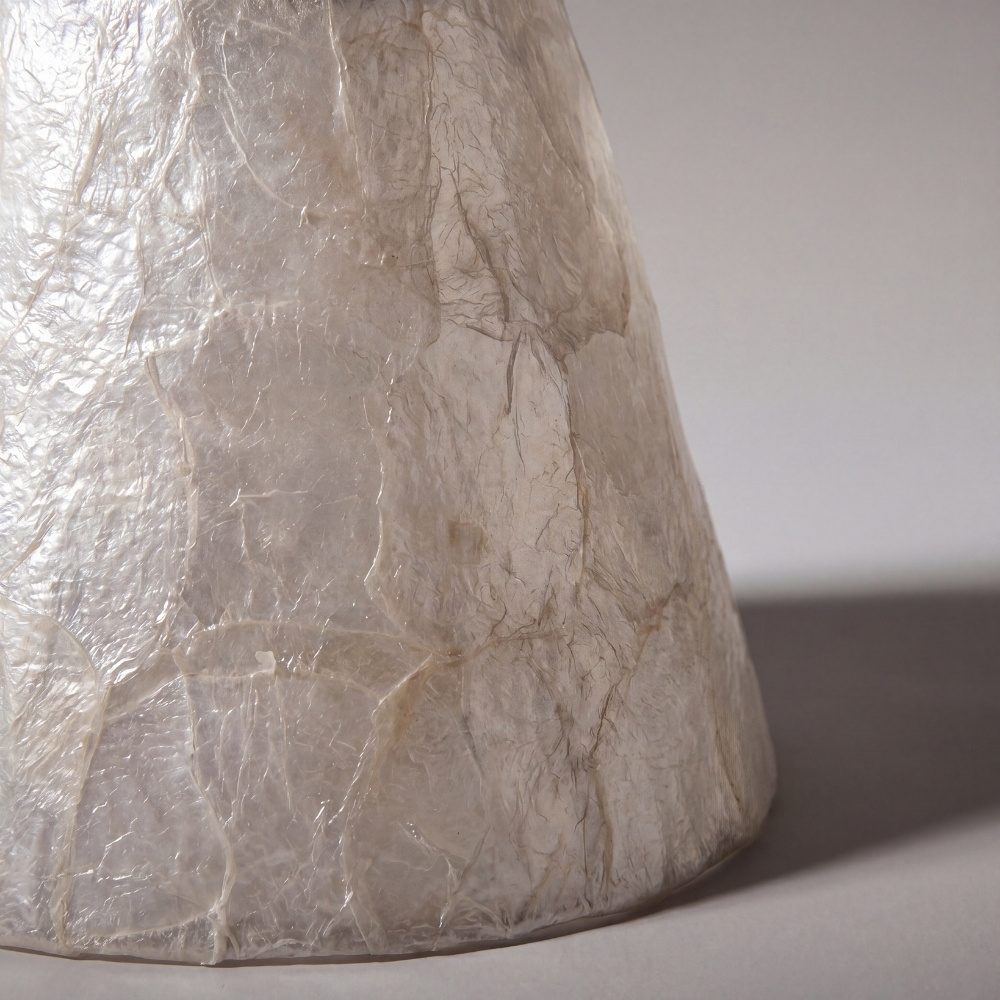 Close-up of layered Capiz shell mica texture