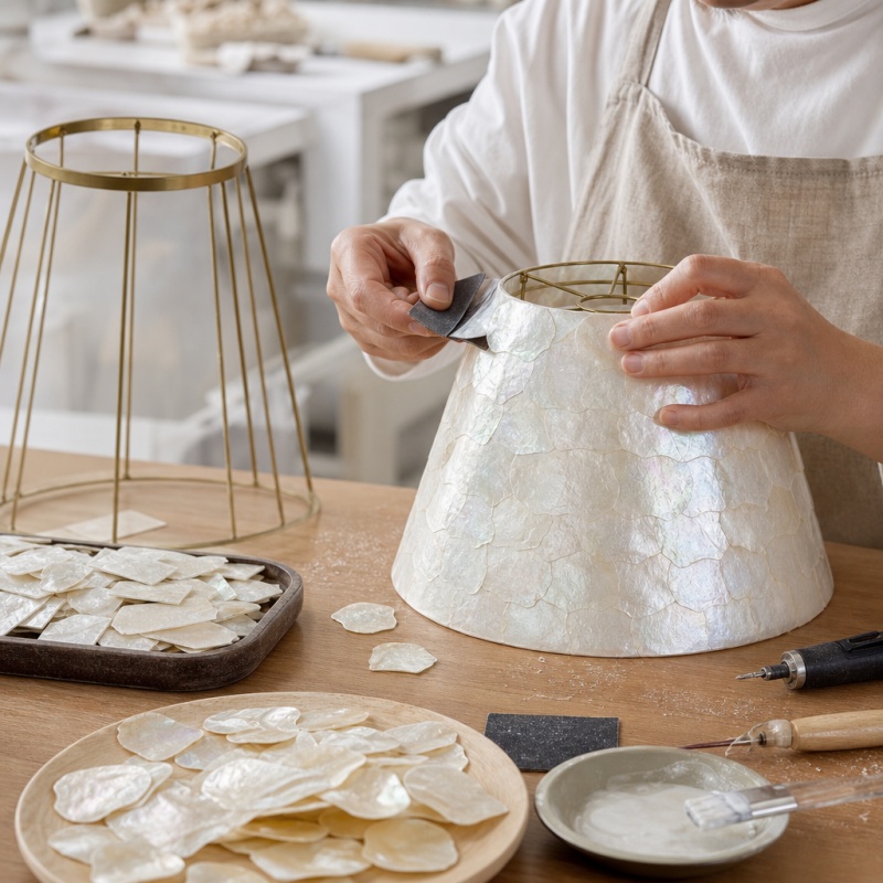 Capiz shell shade assembly for timeless elegance