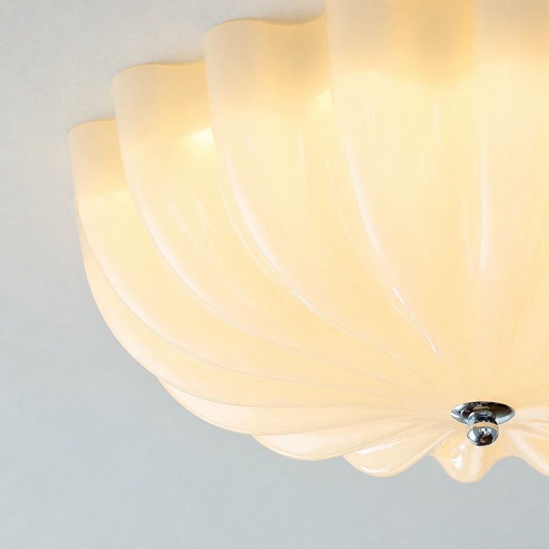 Close-up of the illuminated cream shade