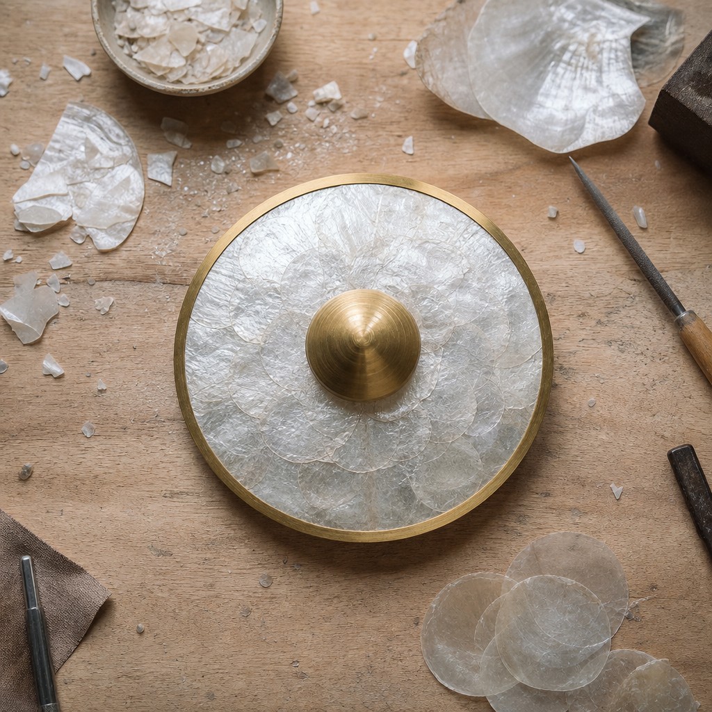 Shellure artisan craft with shell and gold detail