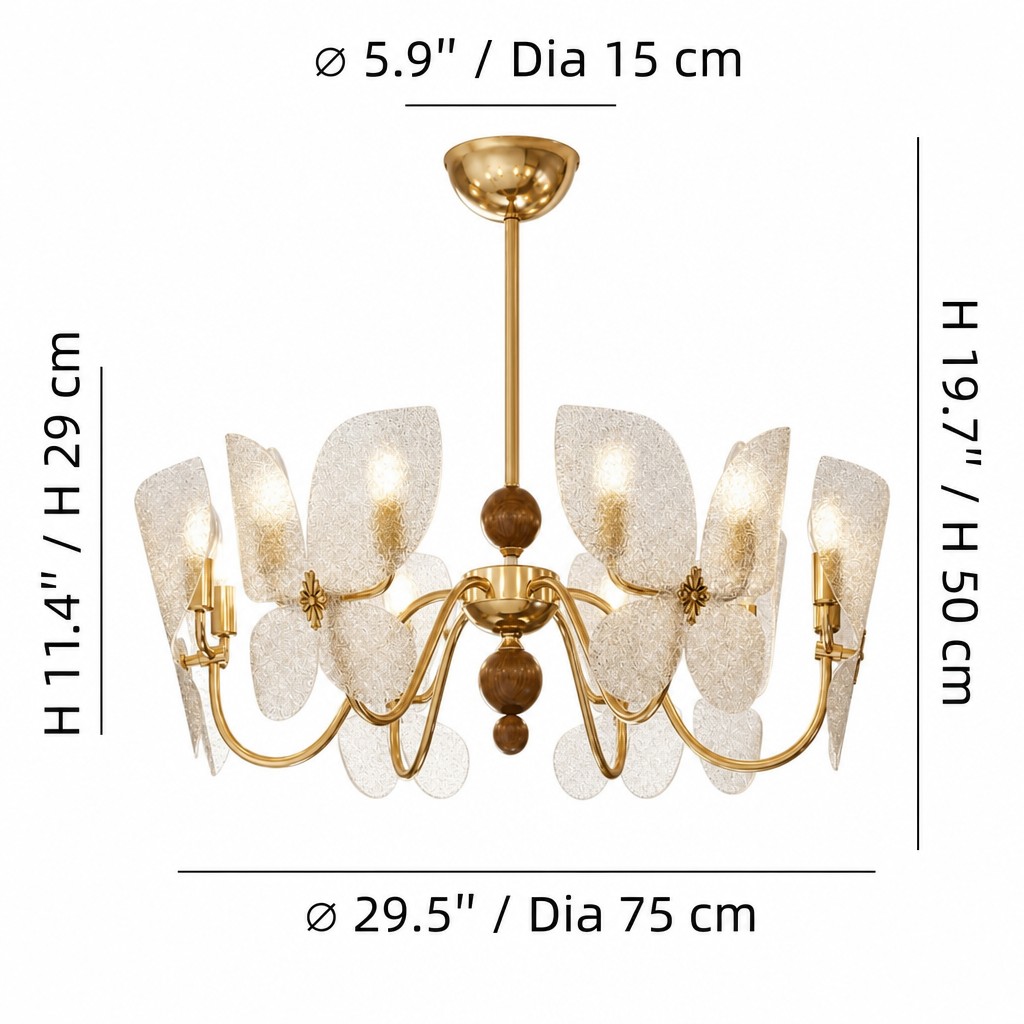 6 Heads Lucenda chandelier dimensions