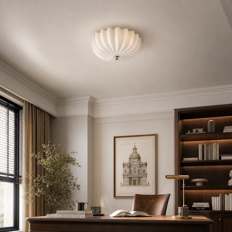 Ceiling light in a study room setting