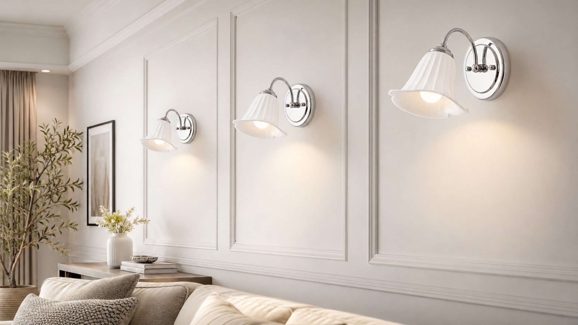 Celvane calla lily wall lamp in an elegant room