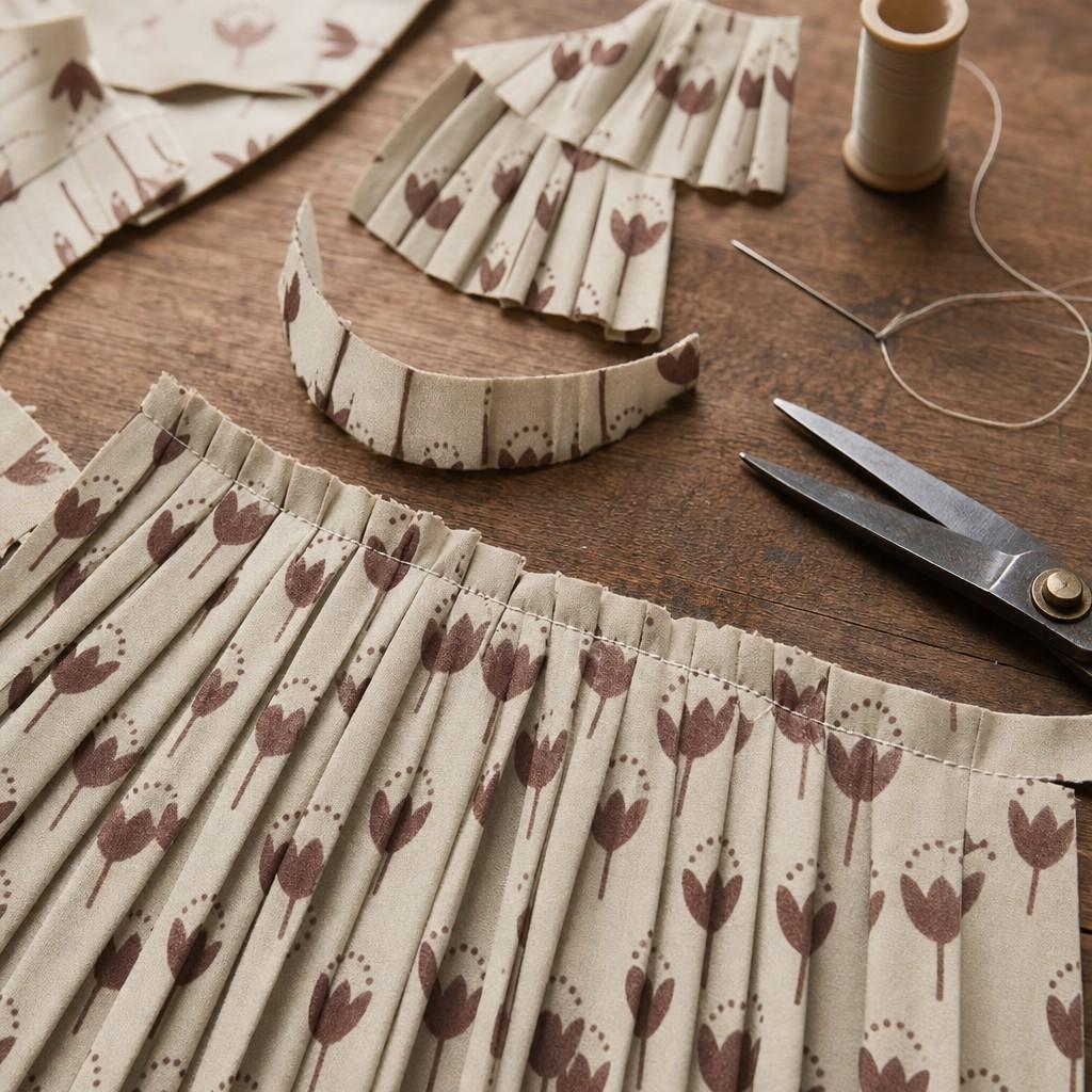 Cut fabric panels arranged for craftsmanship