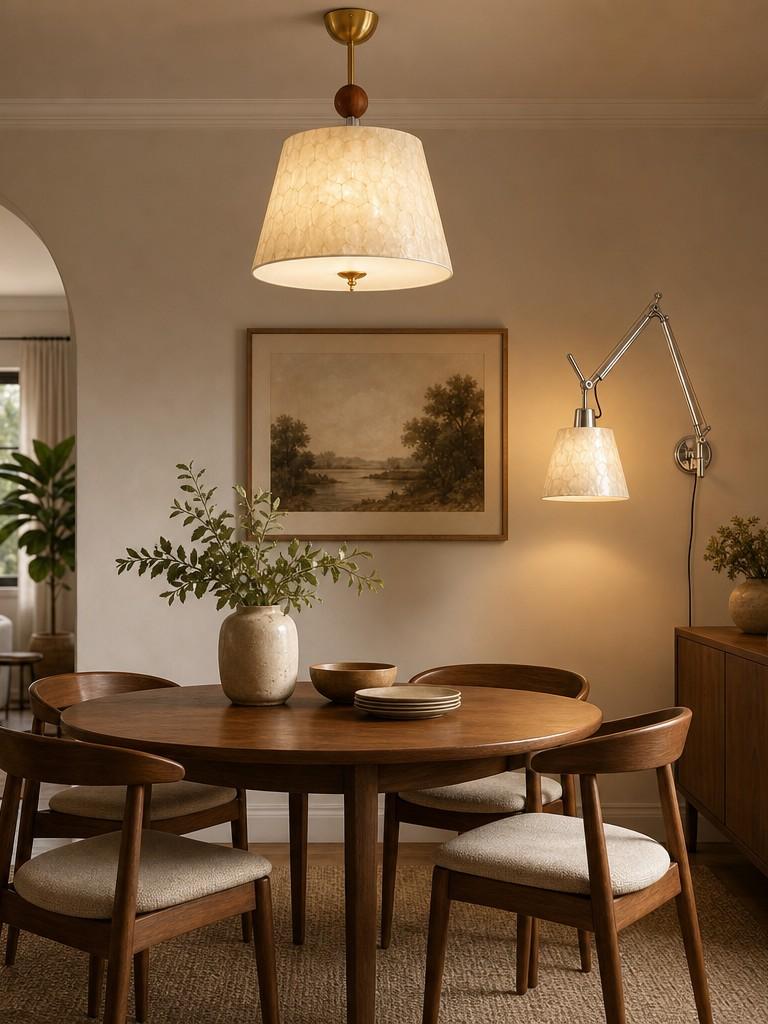 Lunavera capiz schelpplafondlamp die boven een eettafel gloeit