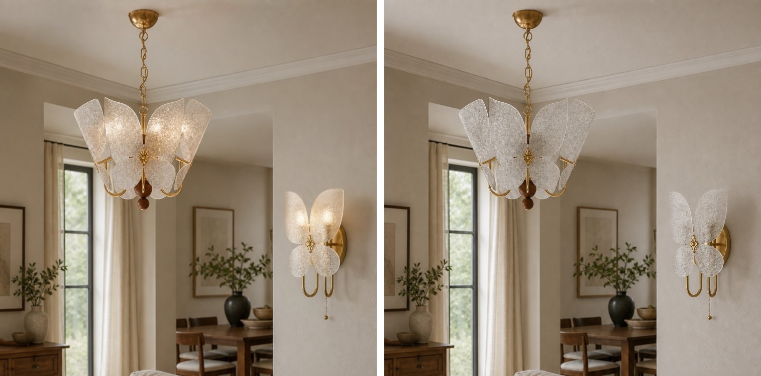 Lucenda chandelier in daylight dining room