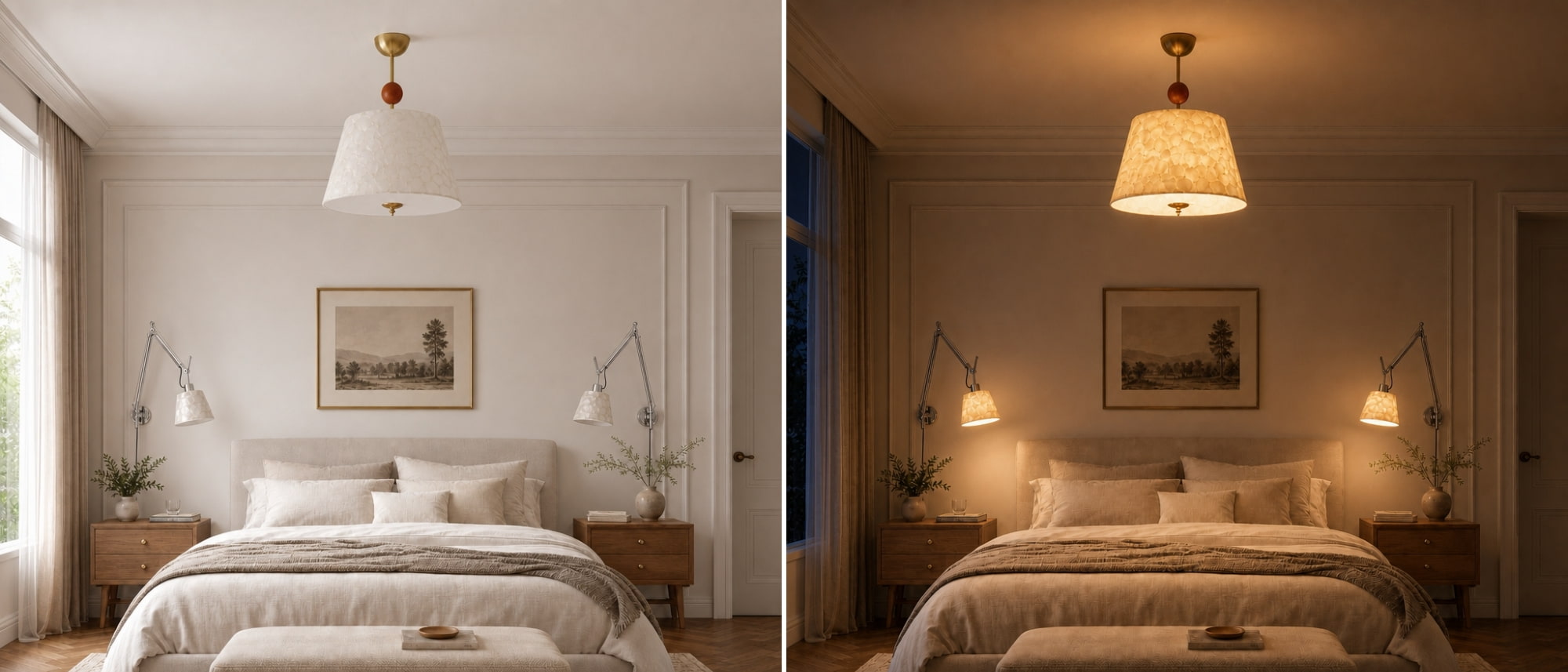 Lunavera shell ceiling light in a daytime room scene