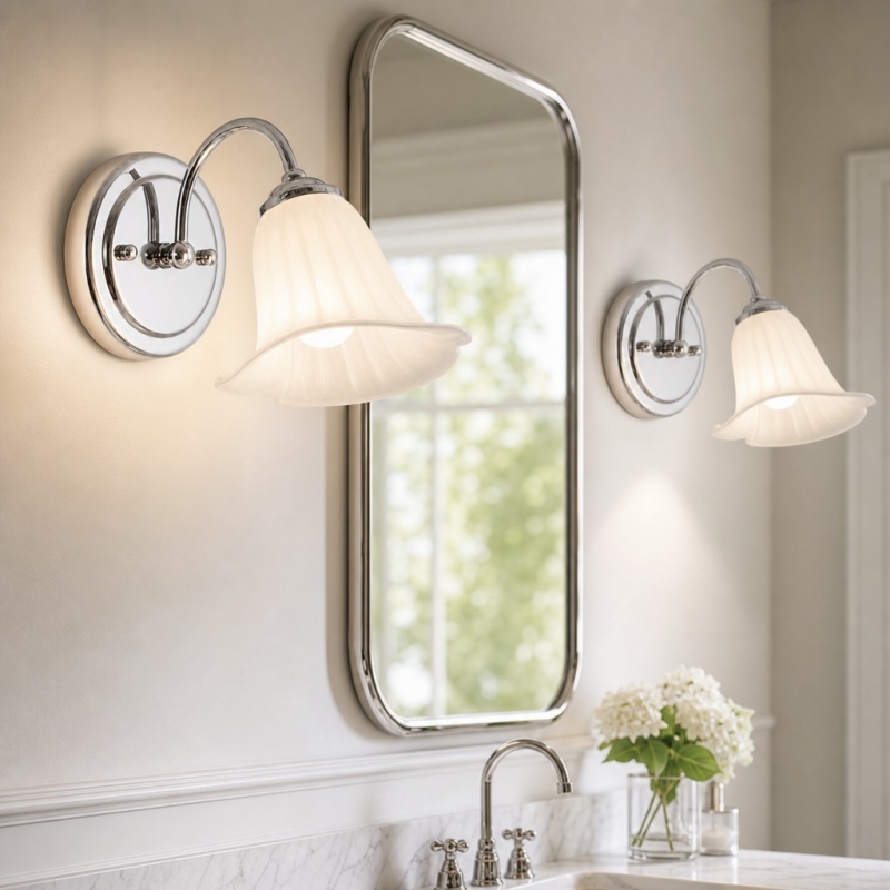 Celvane wall lamp beside a mirror