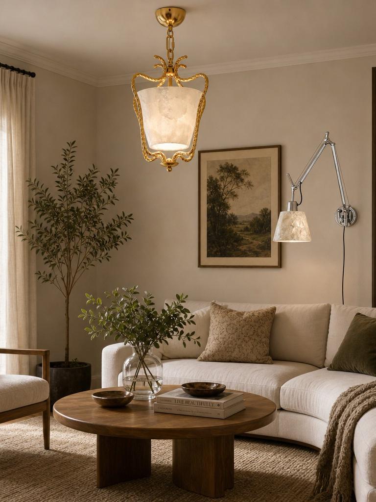 Lunavera plafondlamp in een elegante zitkamer