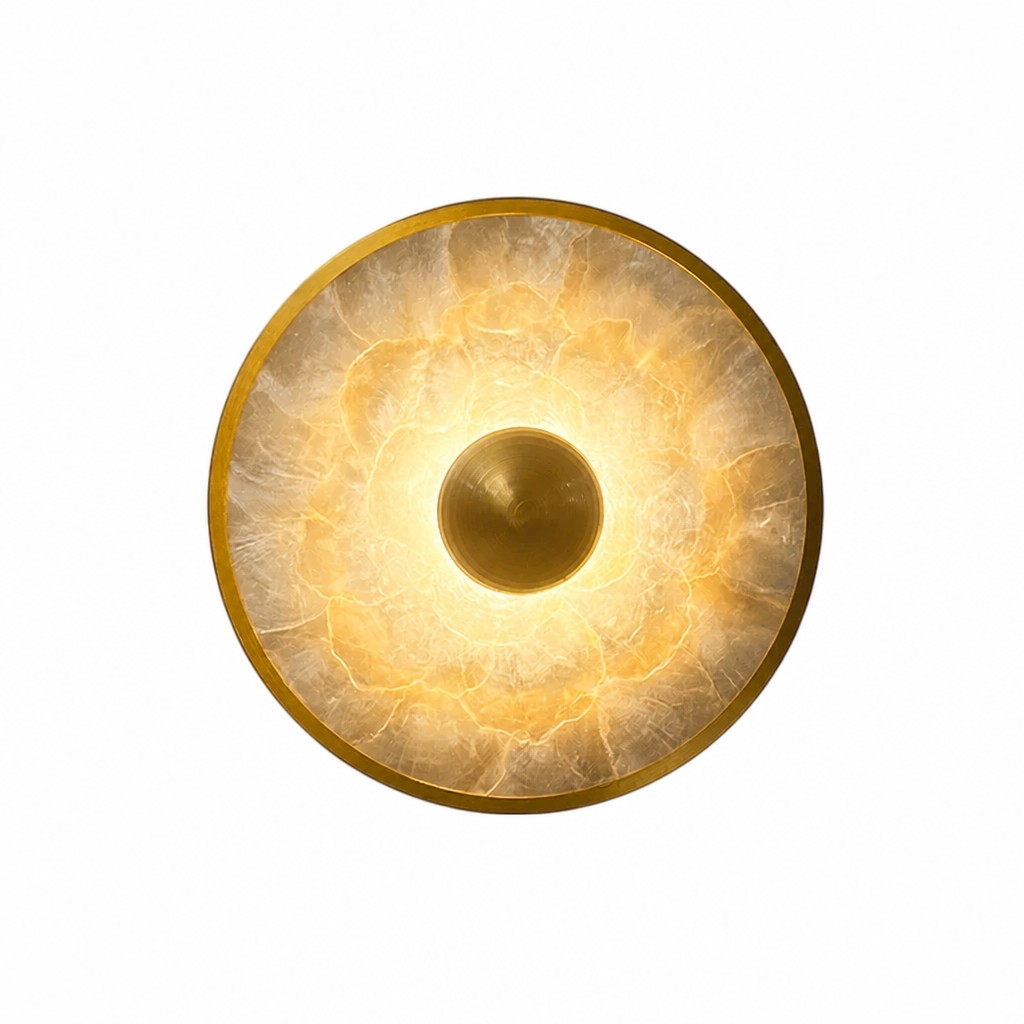 Shellure lamp glowing through layered shell texture