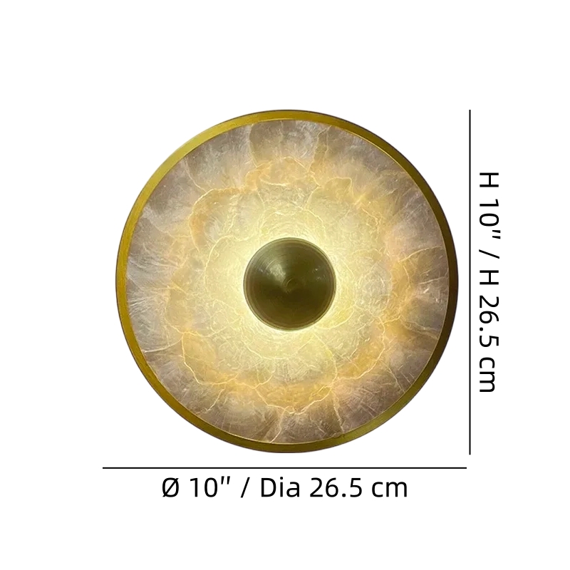 Shellure wall lamp size diagram showing diameter and height