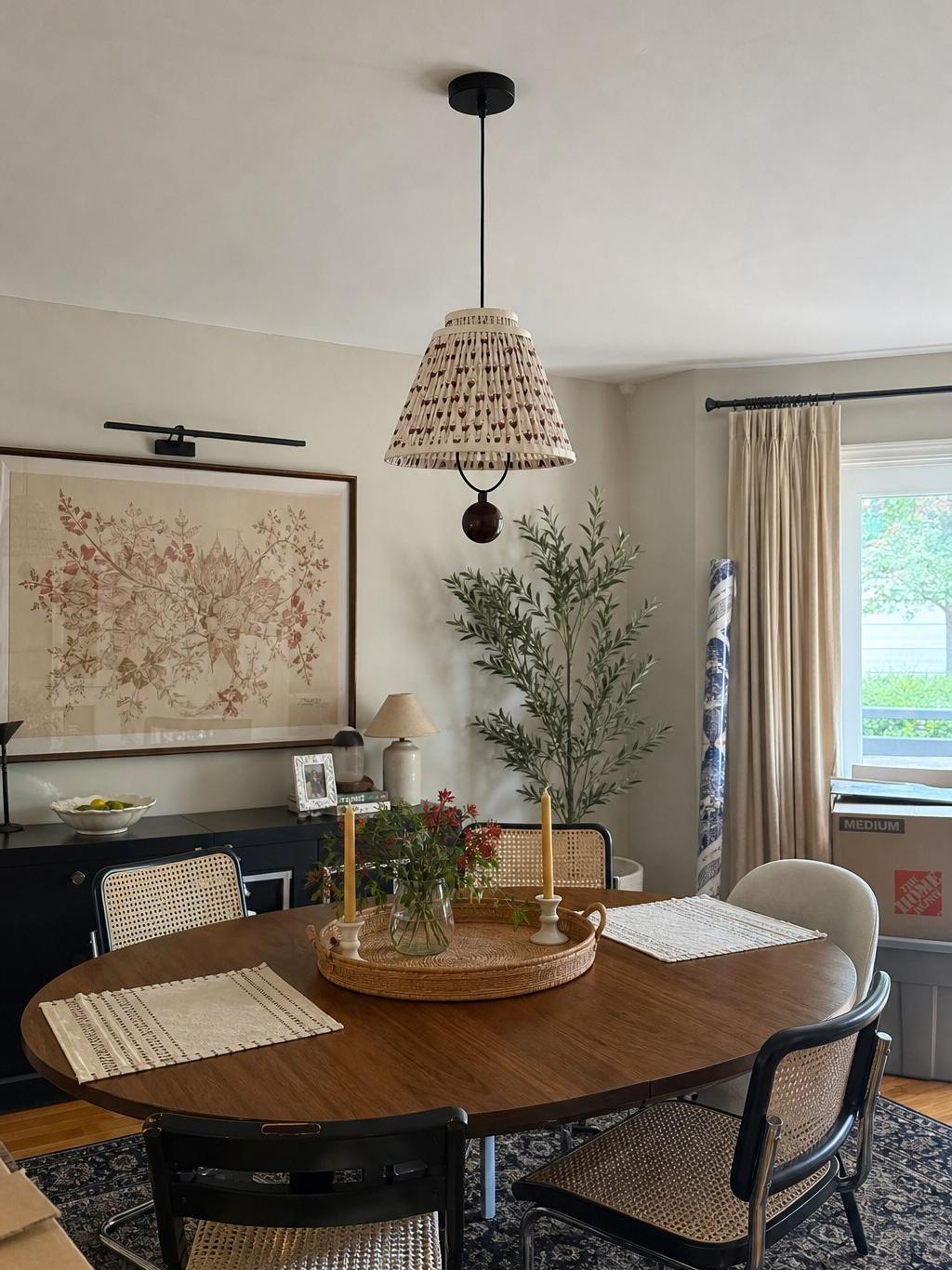Solmire fabric light styled in a living space