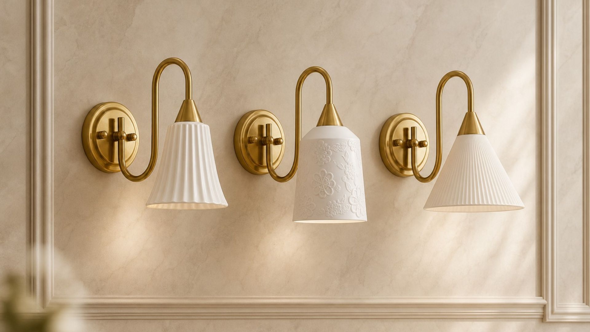 Three wall lamp styles displayed together