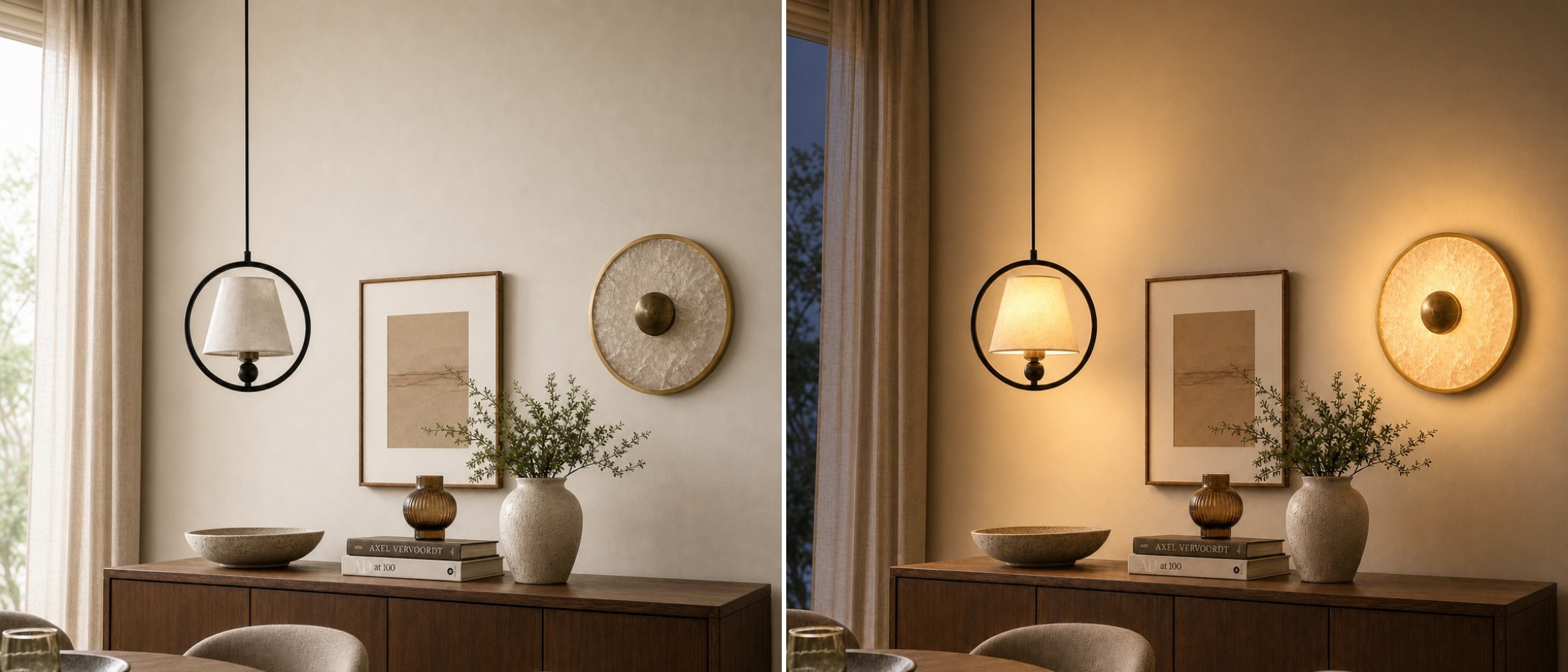 Shellure lamp in a bright daytime room