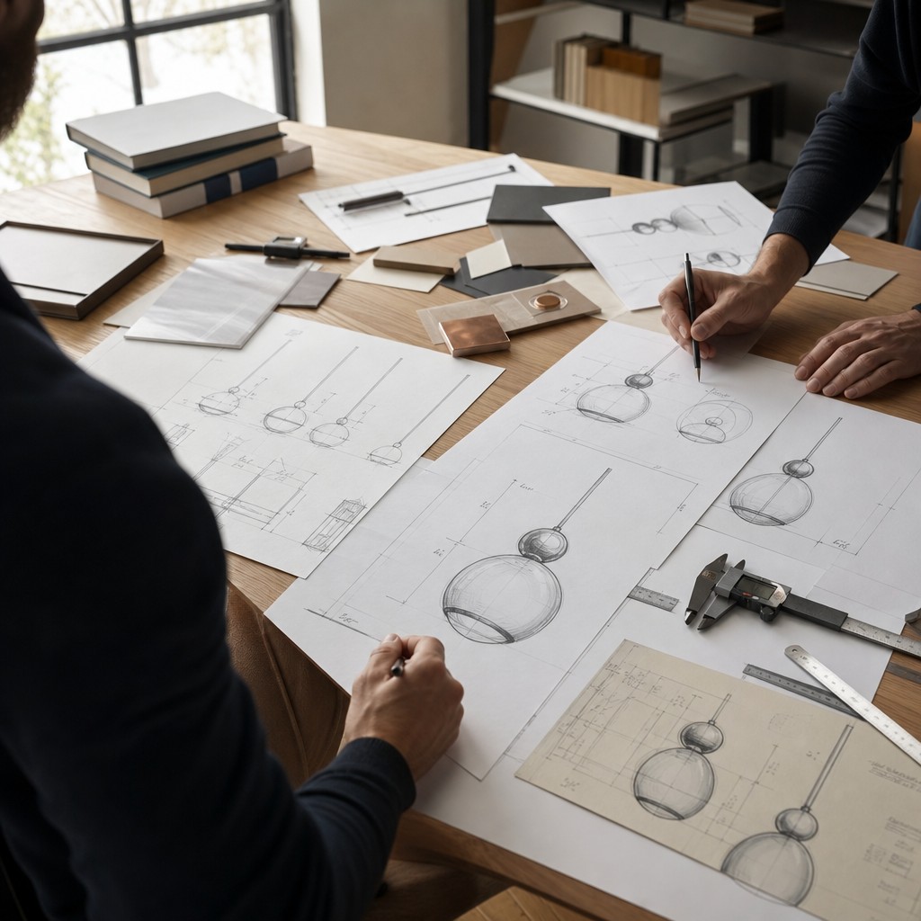 Design drawings for spherical lamp form