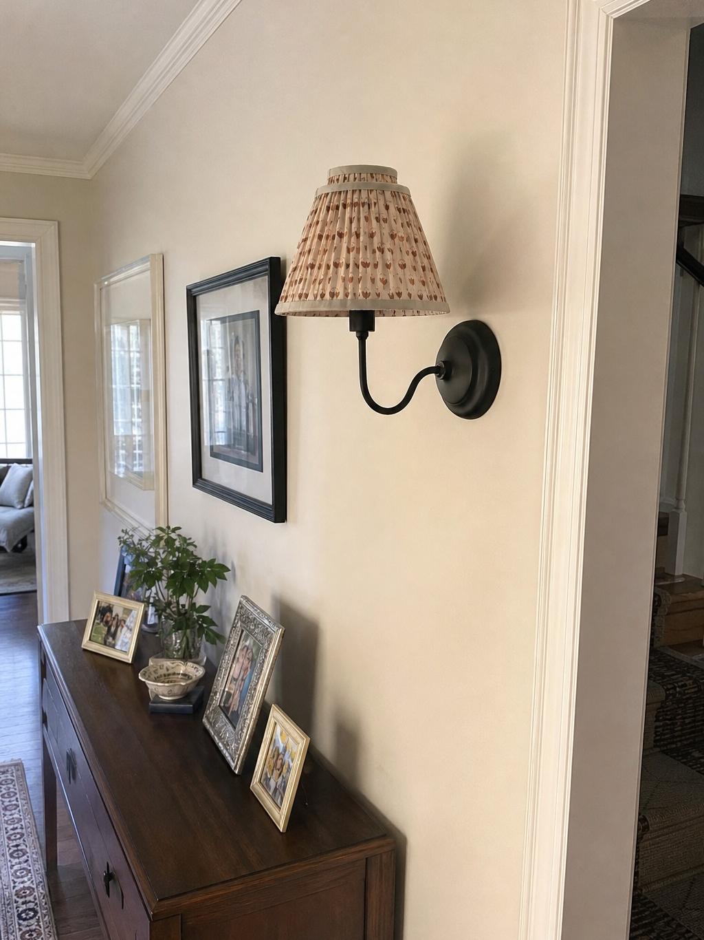 Solmire floral shade pendant in a hallway