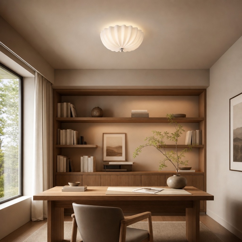 Ceiling light in a warm workspace setting