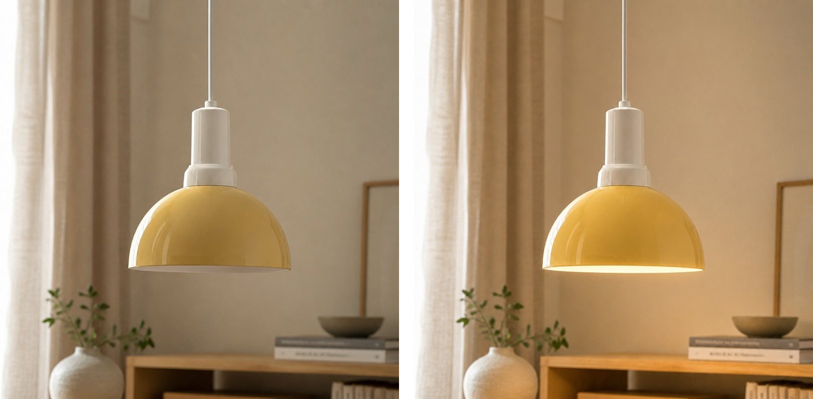 Rummia pendant lamp switch light comparison
